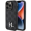 Karl Lagerfeld Leather Monogram Hot Stamp Metal Logo tok iPhone 15 Pro Max telefonhoz - fekete