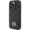 Karl Lagerfeld Leather Monogram Hot Stamp Metal Logo tok iPhone 15 Pro Max telefonhoz - fekete