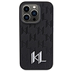 Karl Lagerfeld Leather Monogram Hot Stamp Metal Logo tok iPhone 15 Pro Max telefonhoz - fekete