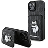 Karl Lagerfeld Saffiano Cardslots és Stand Monogram Choupette tok iPhone 15-höz - fekete