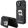 Karl Lagerfeld Saffiano Cardslots és Stand Monogram Ikonik Patch tok iPhone 15-höz - fekete