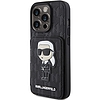 Karl Lagerfeld Saffiano Cardslots és Stand Monogram Ikonik Patch tok iPhone 15 Pro Max készülékhez - fekete