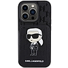 Karl Lagerfeld Saffiano Cardslots és Stand Monogram Ikonik Patch tok iPhone 15 Pro Max készülékhez - fekete