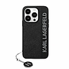 Karl Lagerfeld Saffiano Rhinestones & Charm tok iPhone 15 Pro-hoz - fekete