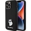 Karl Lagerfeld Silicone Choupette fém tűs tok iPhone 15 Pro-hoz - fekete