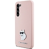 Karl Lagerfeld Silicone Choupette fém tűs tok Samsung Galaxy S23+ telefonhoz - rózsaszín