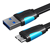 Lapos USB 3.0 A - Micro-B kábel Vention VAS-A12-B025 0,25 m fekete