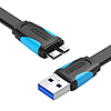 Lapos USB 3.0 A - Micro-B kábel Vention VAS-A12-B025 0,25 m fekete