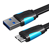 Lapos USB 3.0 A - Micro-B kábel Vention VAS-A12-B100 1 m fekete