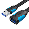 Lapos USB 3.0 bővítő kábel Vention VAS-A13-B100 1m Fekete