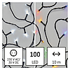LED karácsonyi fényfüzér 2 az 1-ben, 10 m, kültéri és beltéri, hideg fehér/többszínű, prog (D4AJ01)