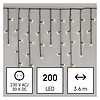 LED karácsonyi jégcsapok, 3,6 m, kültéri és beltéri, meleg fehér, programokkal (D4CW01)