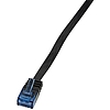 LogiLink CAT5e UTP Flat Patch Cable, AWG 30, blue colour RJ45 short plug, black, 0,50M (CP0133B)