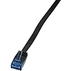 LogiLink CAT5e UTP Flat Patch Cable, AWG 30, blue colour RJ45 short plug, black, 10M (CP0139B)