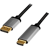 Logilink DisplayPort cable, DP/M to HDMI A/M, 4K/60 Hz, alu, black/grey, 2 m (CDA0107)