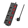 Logilink Outlet Strip, 4 safety sockets, w/switch for each socket, black (LPS251)