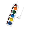 Logilink Outlet Strip, 5 safety sockets, w/switch for each socket, multicolor (LPS258)