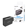 Logilink USB Wall Charger, 4port, 3x USB-AF & 1x USB-CF, 27W, black (PA0221)