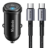 McDodo CC-7493 autós töltő kijelzővel, USB-C, 5A, 65 W + USB-C kábel 1 m 100 W fekete