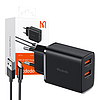 Mcdodo CH-5072 USB-A*2, 12 W-os töltő + USB-A-USB-C kábel fekete