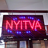 NYITVA LED tábla, piros, kék, 500 x 300 mm, hálózati csatlakozással (2955)