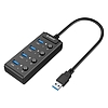 Orico hub USB 3.0, 5x USB, fekete (W9PH4-U3-V1-BK-BP)