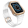 Protect Strap Band Case csuklópánt Apple Watch 7 / 6 / 5 / 4 / 3 / 2 / SE (45 / 44 / 42 mm) tok páncél karóra borító átlátszó / rose Gold