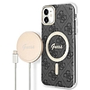 Set Guess GUBPN61H4EACSK tok+töltő iPhone 11 6.1" fekete/fekete kemény tok 4G Print MagSafe