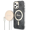 Set Guess GUBPP12MH4EACSK Case+ Töltő iPhone 12/12 Pro fekete/fekete kemény tok 4G Print MagSafe