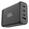 Silver Monkey SMA151 130W GaN töltő 3xUSB-C PD USB-A QC 3.0 levehető tápkábellel - fekete