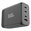 Silver Monkey SMA155 200W GaN töltő 3xUSB-C PD USB-A QC 3.0 levehető tápkábellel - fekete