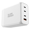 Silver Monkey SMA156 200W GaN töltő 3x USB-C PD USB-A QC 3.0 levehető tápkábellel - fehér