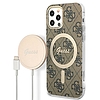 Szett Guess GUBPP12MH4EACSW Case+ Töltő iPhone 12/12 Pro barna/barna kemény tok 4G Print MagSafe