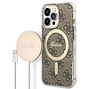 Szett Guess GUBPP13LH4EACSW Case+ Töltő iPhone 13 Pro barna/barna kemény tok 4G Print MagSafe