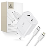 Tech-Protect C20W 2x USB-C PD 20W fali töltő Lightning / USB-C kábellel - fehér