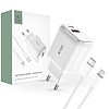 Tech-Protect C20W USB-C PD 20W / USB-A QC 3.0 töltő USB-C-vel / Lightning kábel - fehér