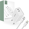 Tech-Protect C35W 2x USB-C PD 35W fali töltő USB-C / Lightning kábellel - fehér