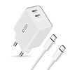 Tech-Protect C35W 2x USB-C PD 35W töltő USB-C / USB-C kábellel - fehér