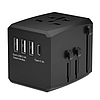 Techsuit - utazási adapter (HHT904) - PD30W, 3 x USB, Type-C, EU, UK, AUS, US - fekete