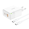 Töltő Foneng GAN65 USB-A, USB-C, USB-C GAN65, 2.4A, 65W, fehér (GAN65 C-C)