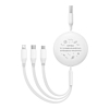 Töltőkabel 3w1 Baseus USB-USB-C, USB-M, Lightning 3,5A, 1,1m, fehér (P10362900211-00)