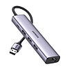 UGREEN 5in1 USB-A 3x USB 3.0 + RJ45 + USB-C adapterre (60554)