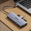 Ugreen CM498 15600 USB-C adapter - 3x USB-A 3.0 / HDMI / VGA / RJ45 / SD / TF kártyaolvasó / USB-C PD - szürke