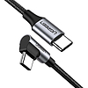 UGREEN US255 USB-C - USB-C könyökkábel, 3A, 60W, 0,5m fekete (50122B)