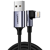 UGREEN US299 szögletes USB Lightning kábel, MFi, 1 m, fekete (60521)