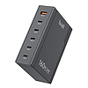 Univerzális fali töltő Budi 350, GaN PD+ QC3.0, 5xUSB-C+1xUSB-A, 160 W US/UK/EU fekete