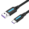 USB 2.0 A-USB-C 5A kábel Vention CORBD 0,5 m fekete típusú PVC