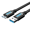 USB 3.0 A dugó - Micro-B dugós kábel Vention COPBI 3m fekete PVC