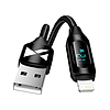 USB-A kábel - Lightning Wozinsky WUALC1 LED 2.4A 1m - Fekete