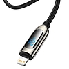 USB-C-Lightning Baseus kijelzőkábel, PD, 20 W, 1 m, fekete (CATLSK-01)